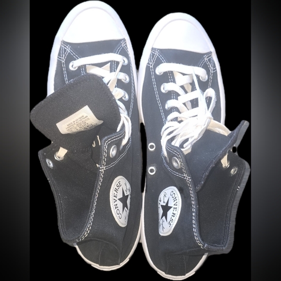 Converse All Star Lugged Black Canvas High-Tops with White Accents - Picture 3 of 6